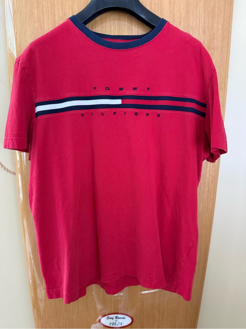 Tommy Hilfiger Red Logo Stripe Short-Sleeve Tee